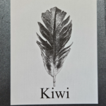 Close-up of deep, realistic live parrot feather print texture preserved in ink on white paper